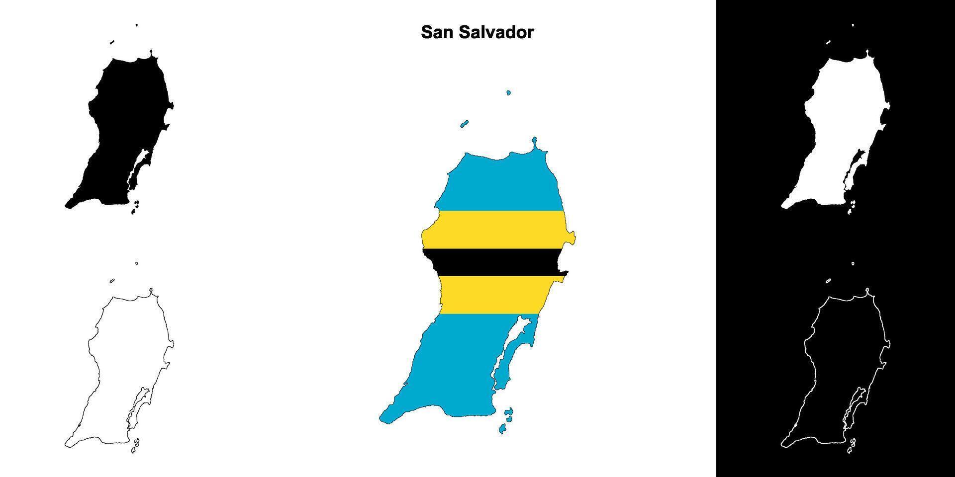San Salvador blank outline map set vector