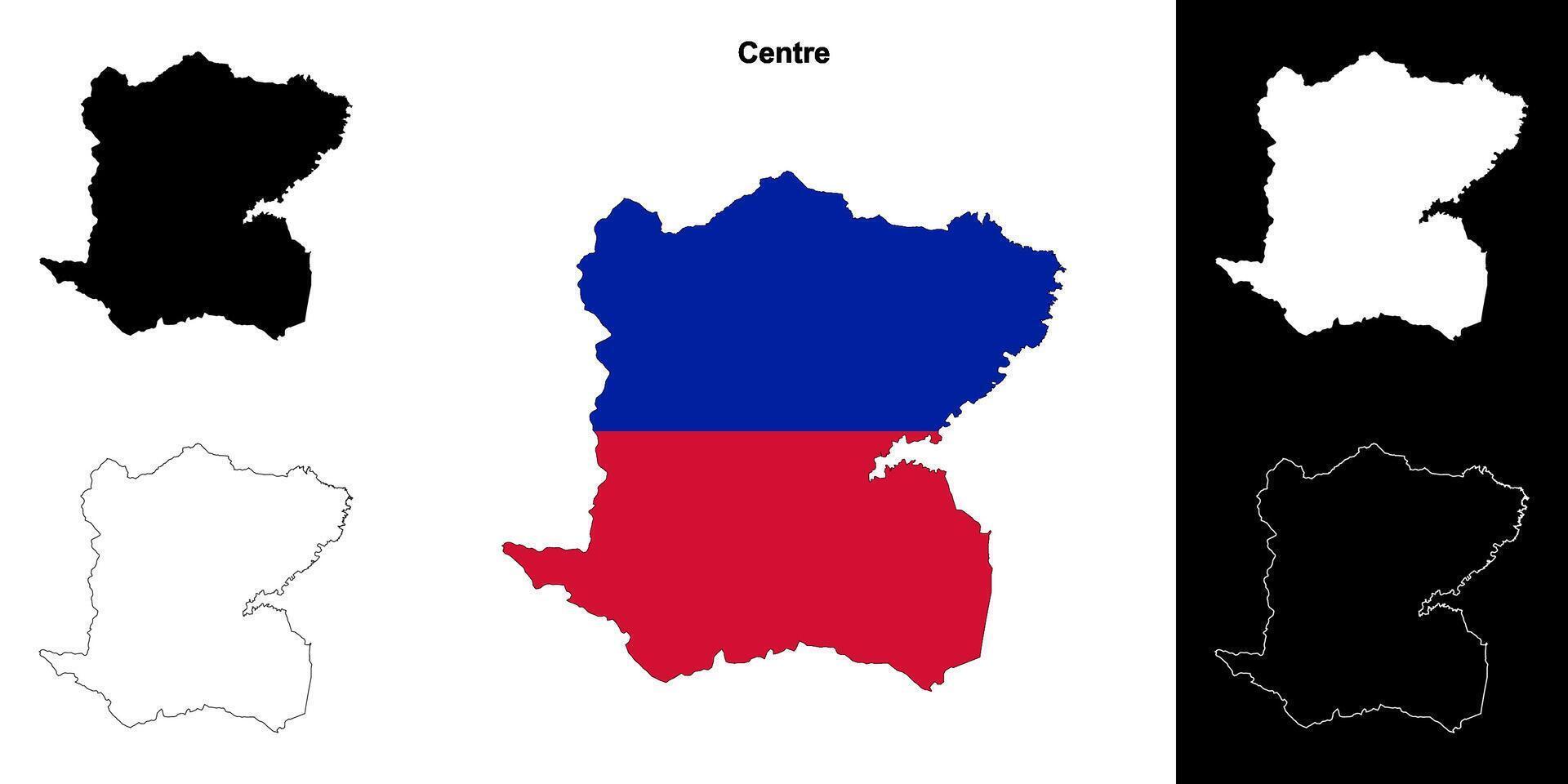 Centre department blank outline map set vector