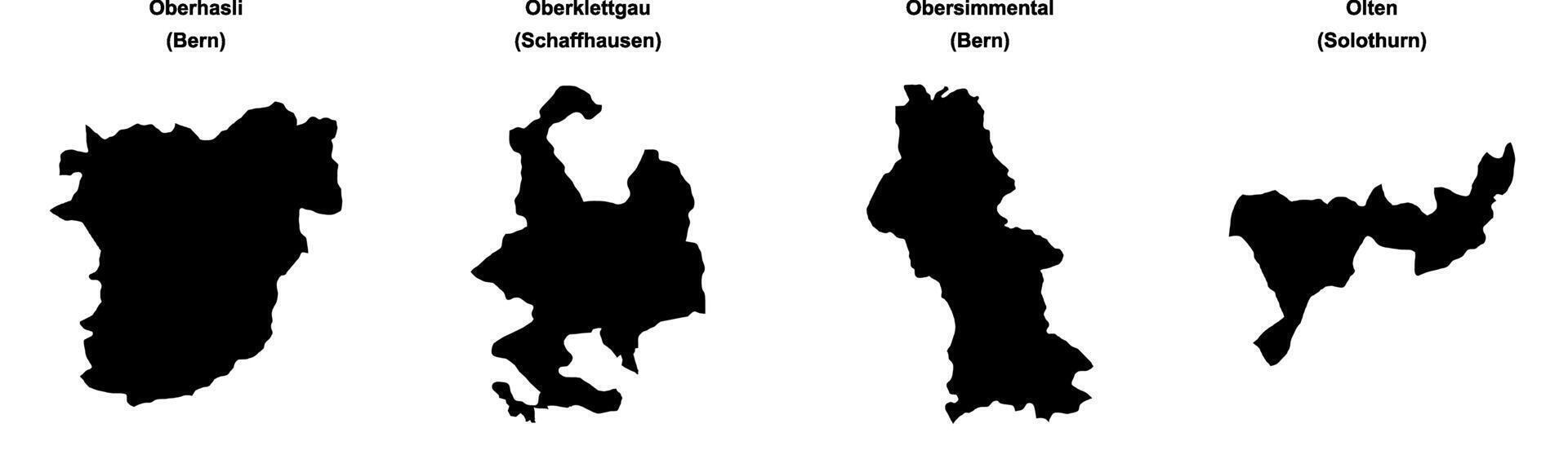 Oberhasli, Oberklettgau, Obersimmental, Olten outline maps vector