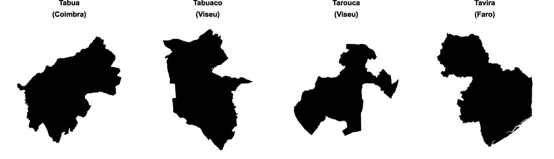 Tabua, Tabuaco, Tarouca, Tavira outline maps vector