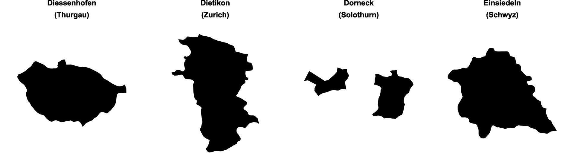 Diessenhofen, Dietikon, Dorneck, Einsiedeln outline maps vector