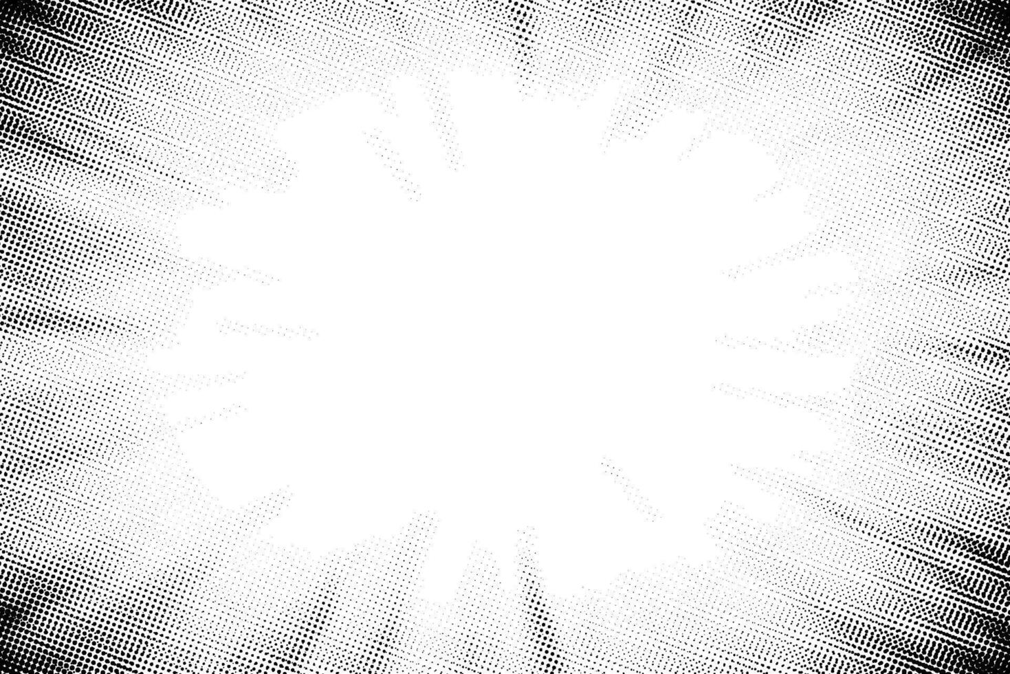 Vignette background with halftone dot pattern and pop art comic frame. Grunge border effect for cartoon or speed line emphasis. Subtle polkadot gradient with screentone texture fade. vector