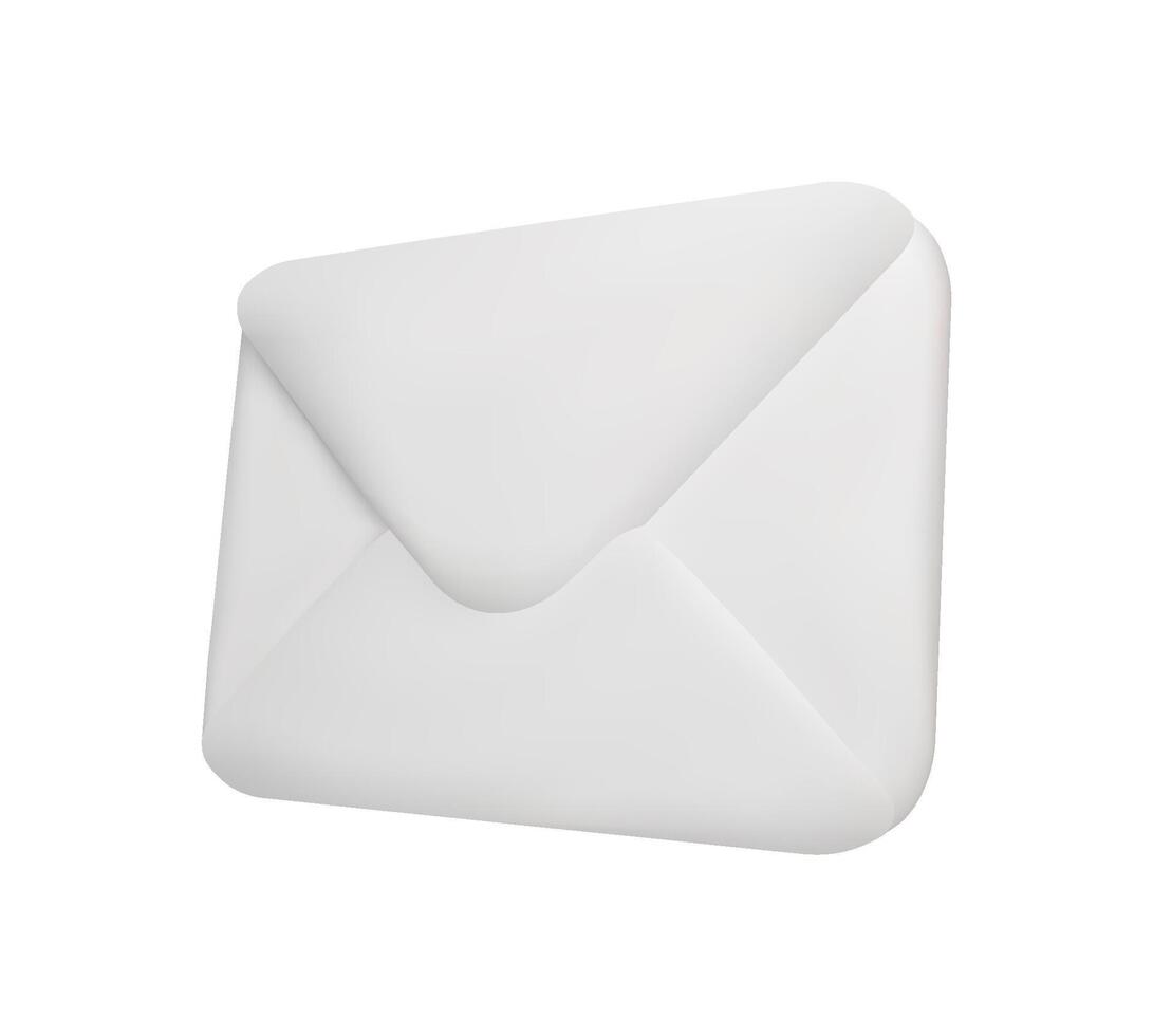 3D white envelope icon with a closed flap isolated on a white background vector