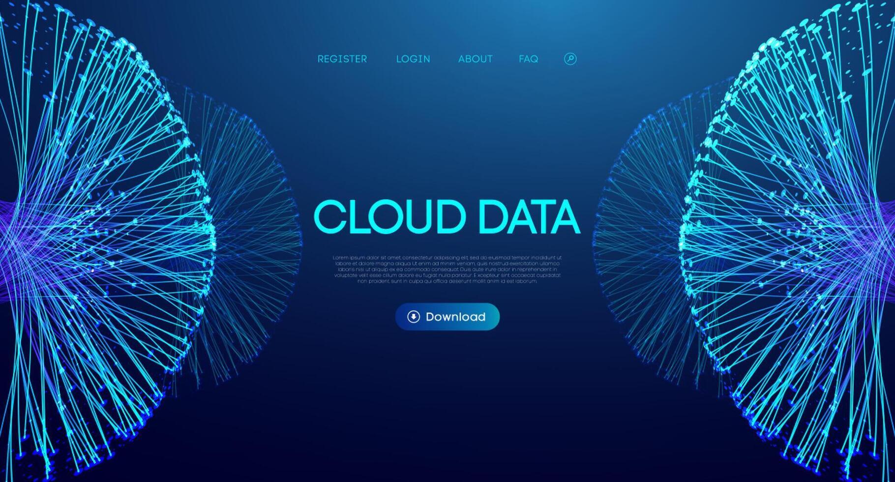 Cloud data visualization with blue lines vector