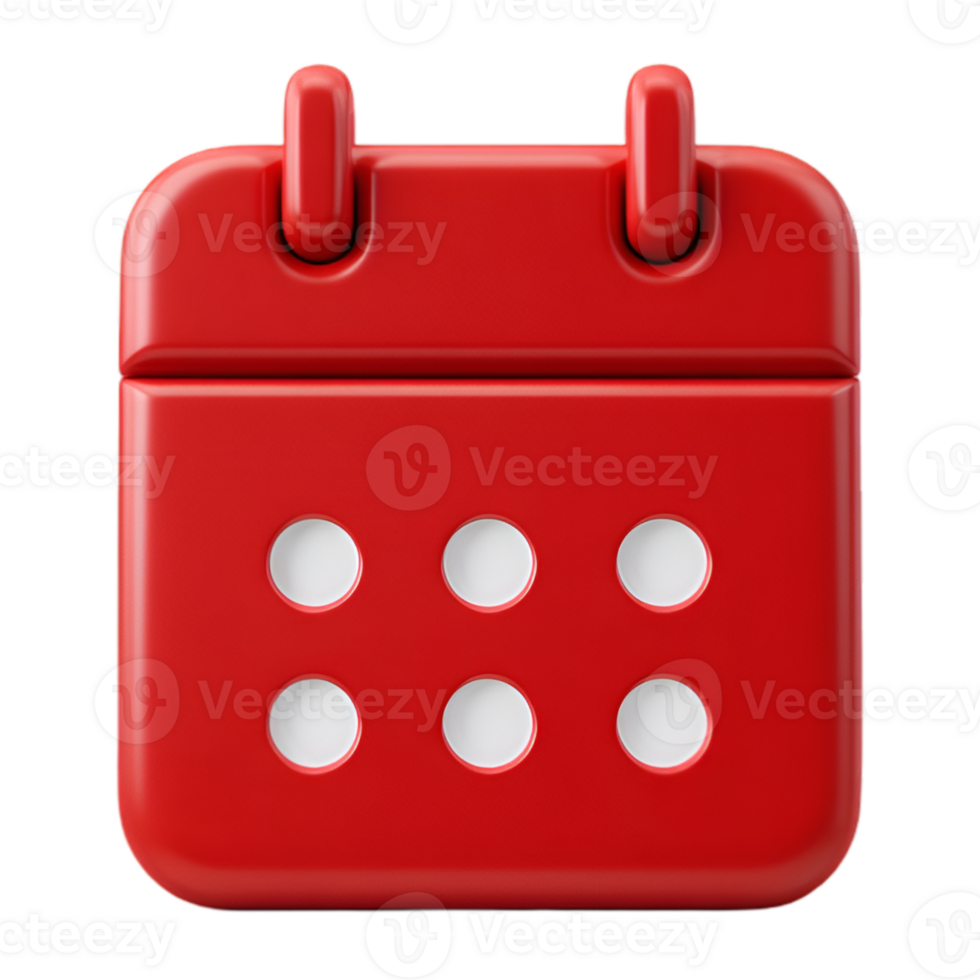 Red calendar icon showing six white circles representing dates png