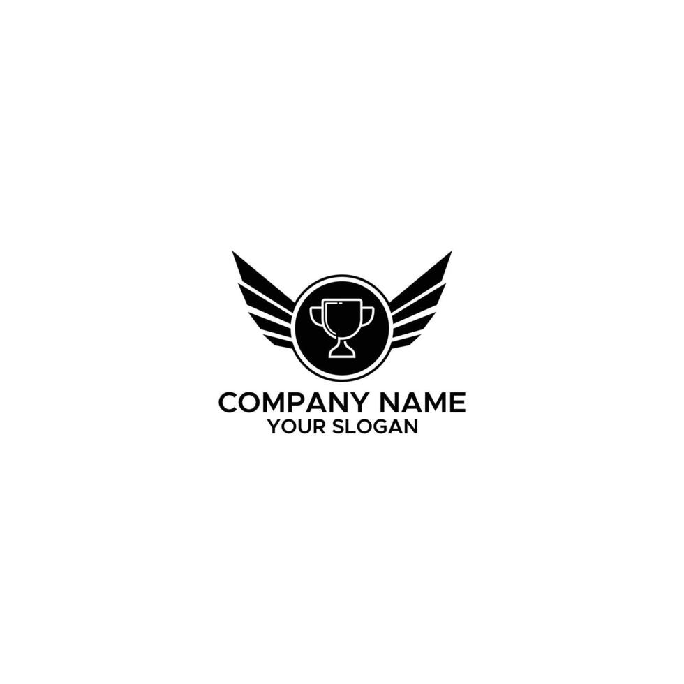 trophy and wings simple logo vector