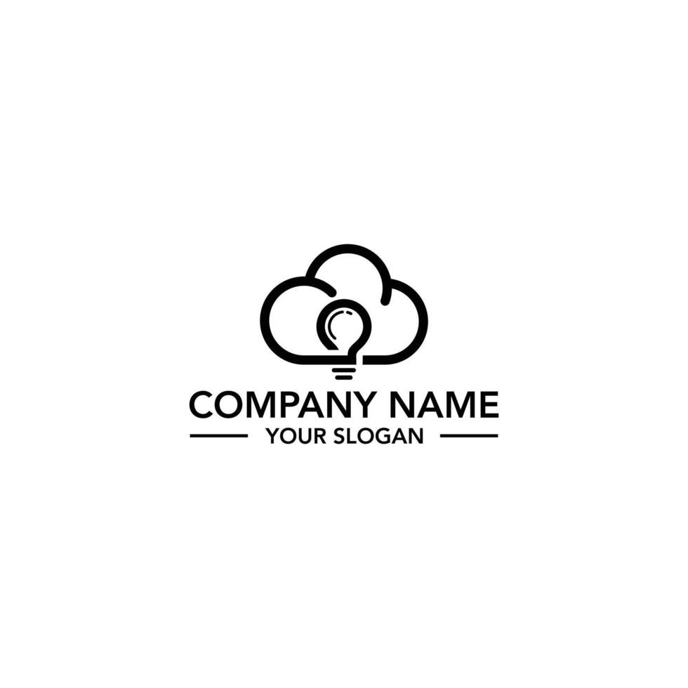 line art of lamp and cloud logo design vector