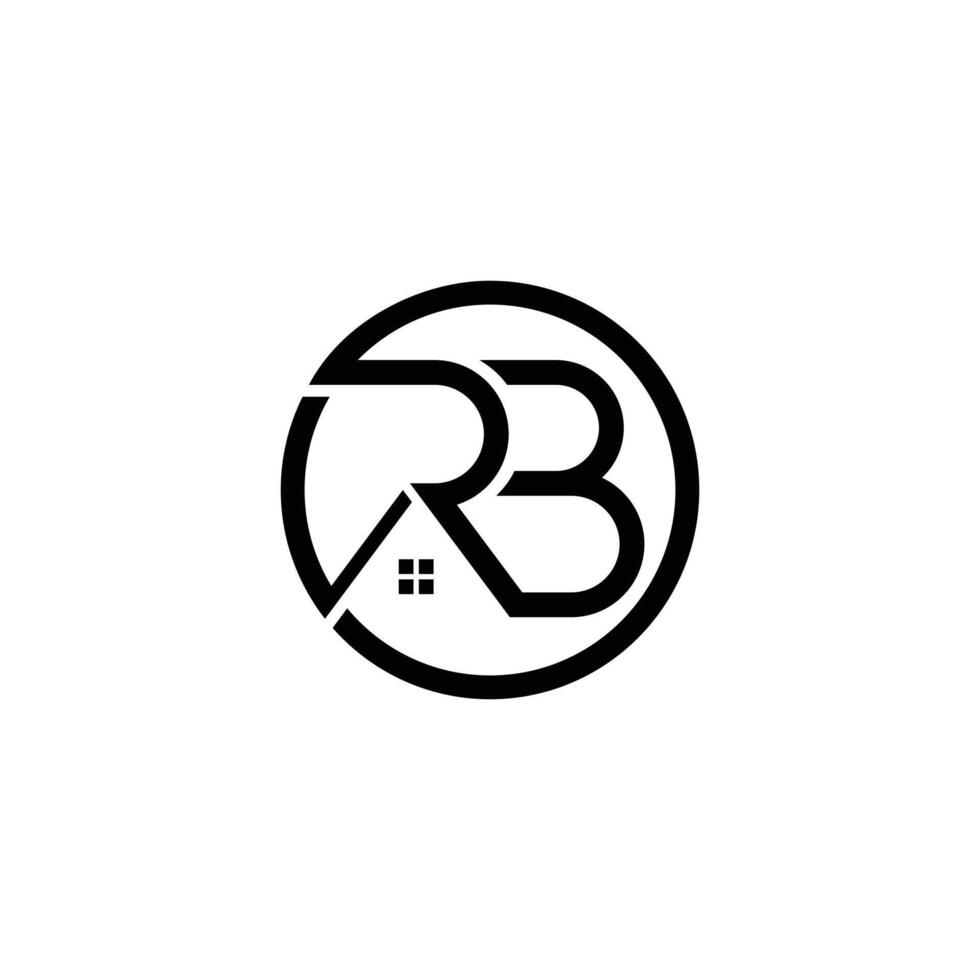 RB circle logo with roofing design vector
