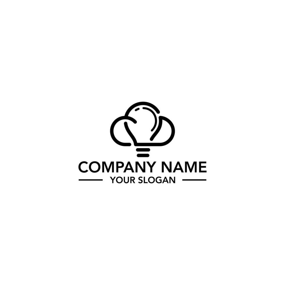 cloud and lamp line art abstract logo vector