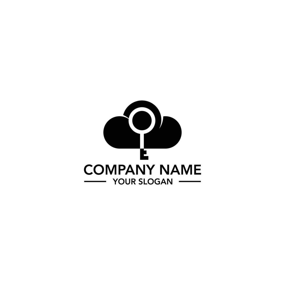 key and cloud abstract logo design vector