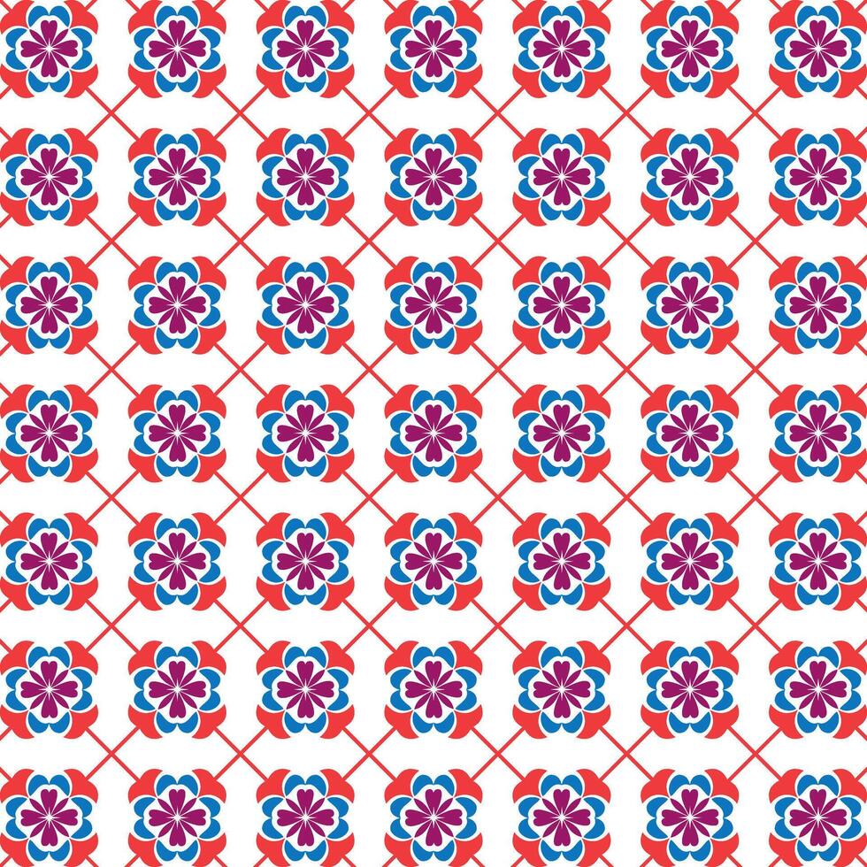 Ornamental Flower Pattern with Traditional Motifs and Retro Aesthetic for Designer Projects, Pattern with Floral Bouquets and Abstract Motifs in a Repeating Layout for Fashion Designers vector