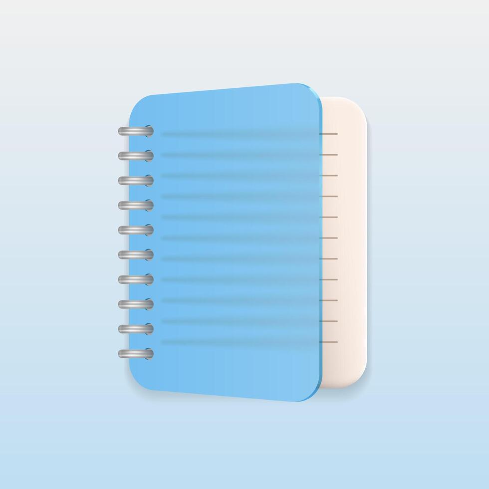 Blank notepad with transparent matte cover effect. Note, schedules, to-do list, reminder. Modern business icon isolated on light background. vector