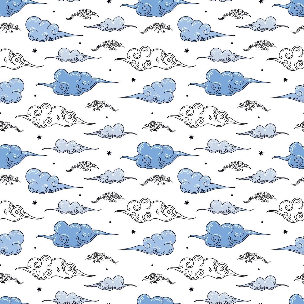 whimsical blue cloud pattern design vector