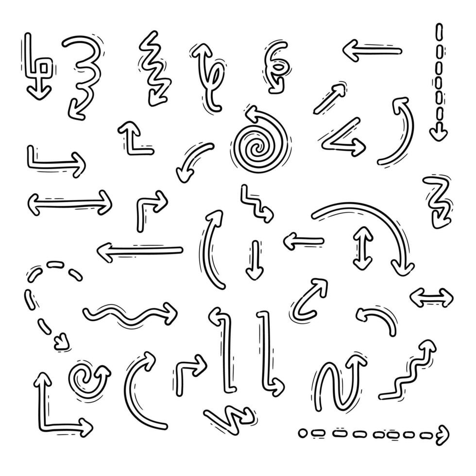 Handrawn arrow doodle icons vector
