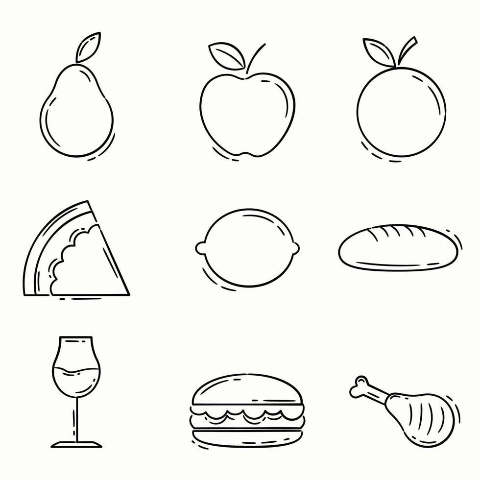 Food doodles icons vector