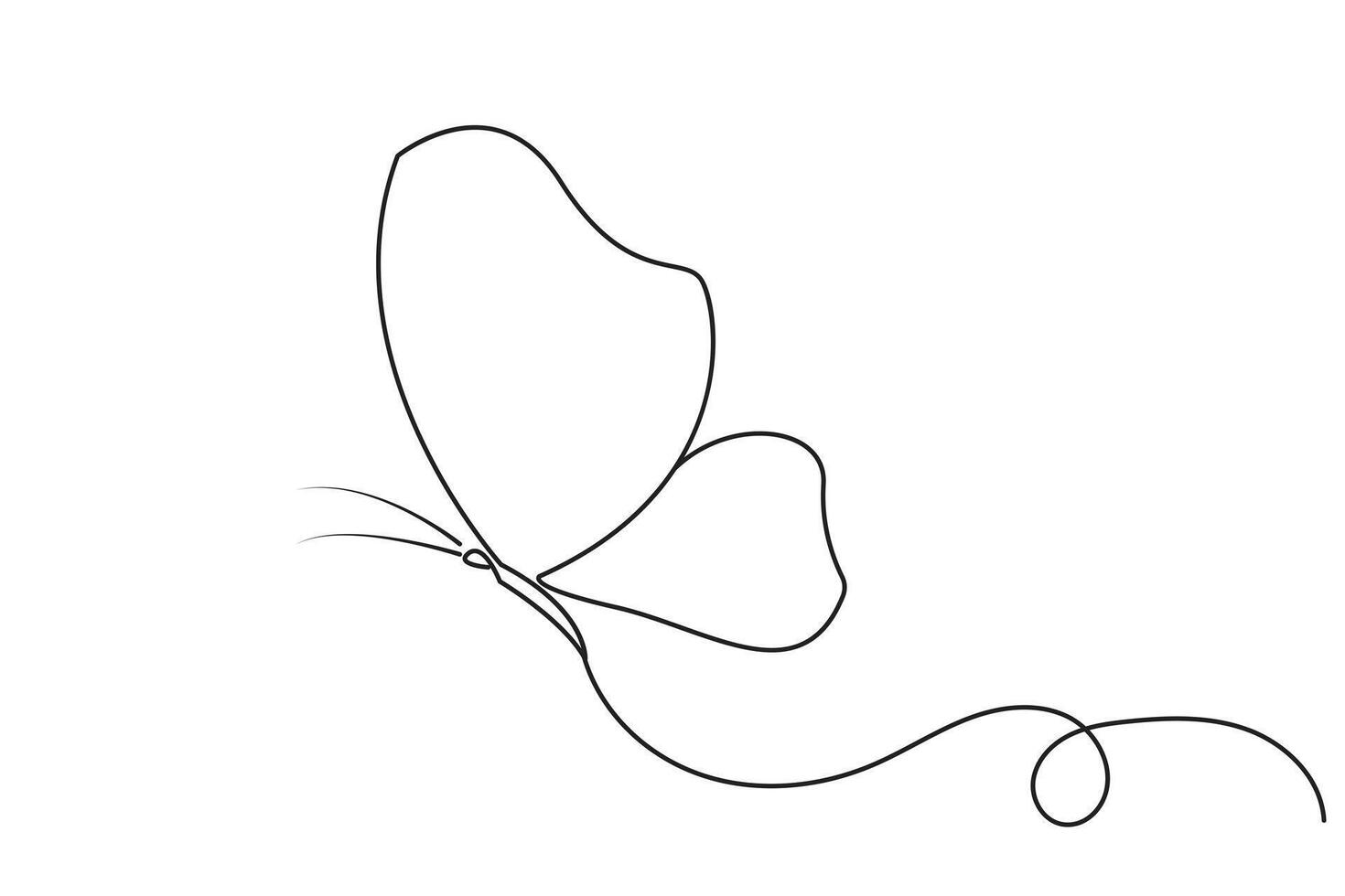 Clean outline butterfly drawing in continuous minimalist style vector