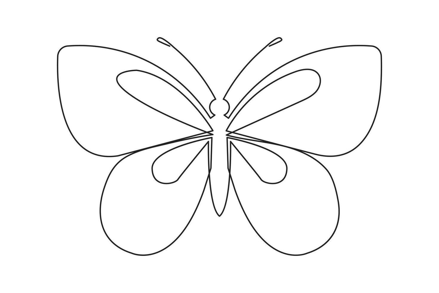 Butterfly sketch in one line minimal drawing art vector