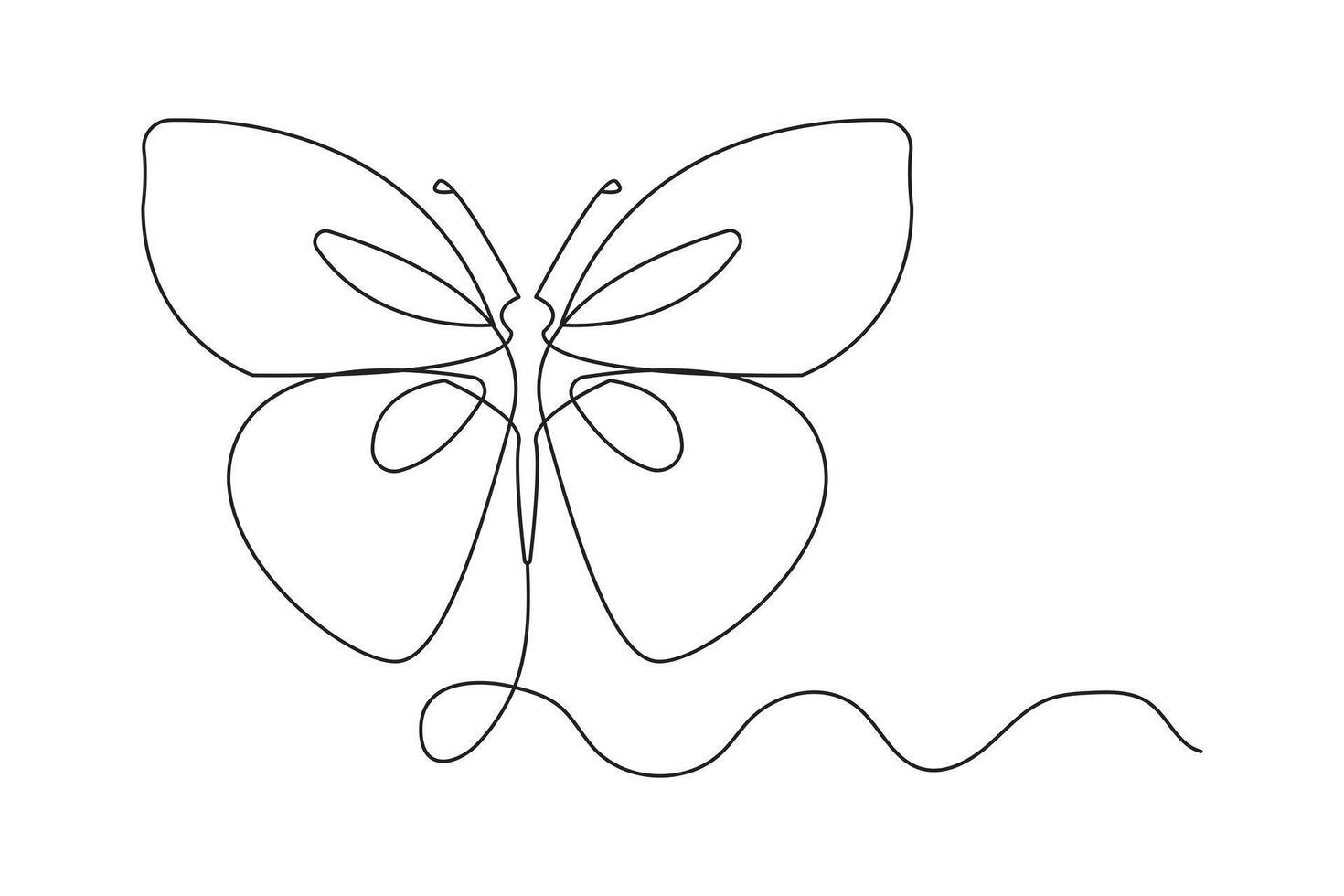 Simple butterfly one line drawing with minimal clean outline vector