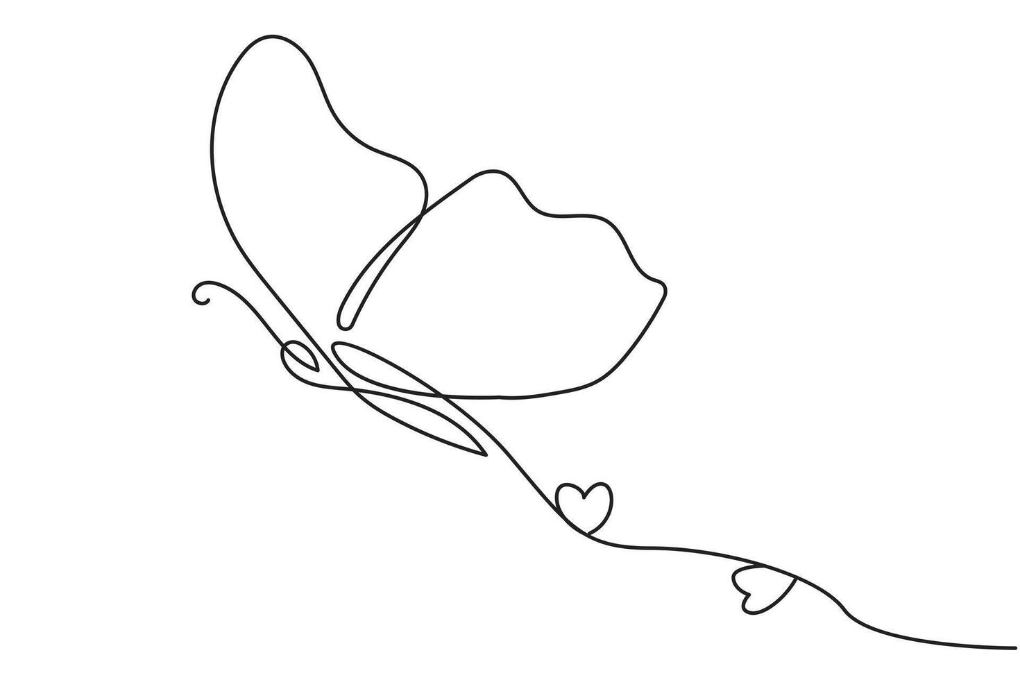 Simple outline butterfly drawing with one continuous line vector