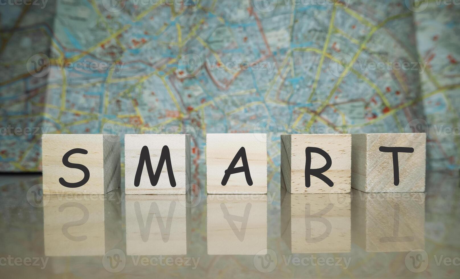 Wooden block with the word smart written on it photo
