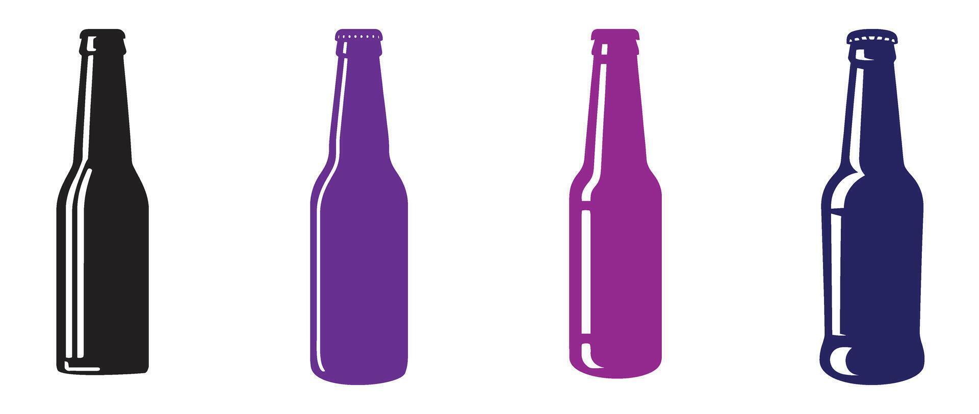 Minimalist Colored Bottle Icon Set Featuring Black Purple Magenta and Navy Blue Variations for Design and Creative Projects vector