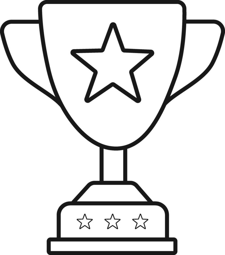 Simple Black and White Trophy Icon with Star and Three Stars at the Bottom vector