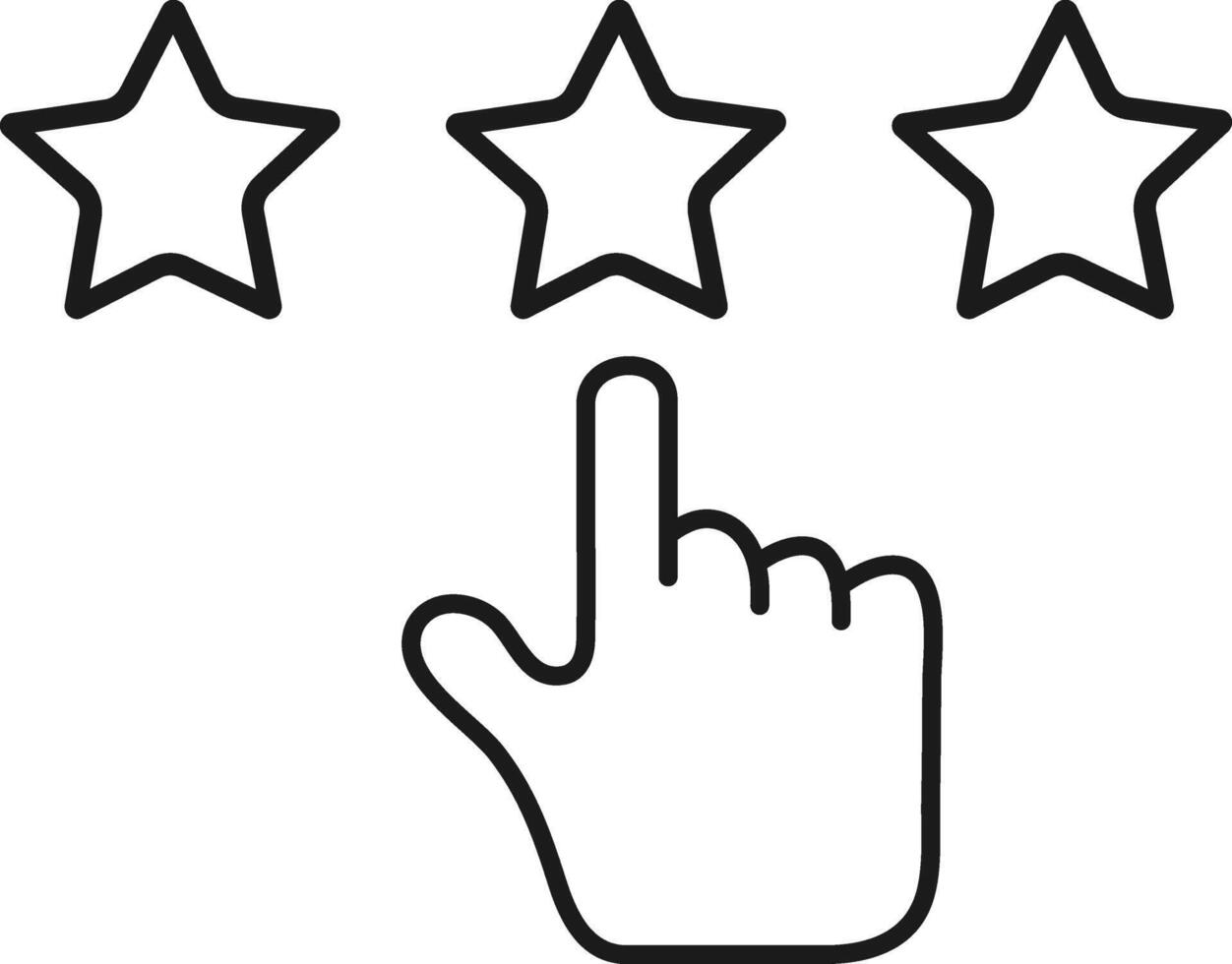 Hand Pointing to Three Stars Rating, Feedback, Review, and Online Experience Concept Illustration vector