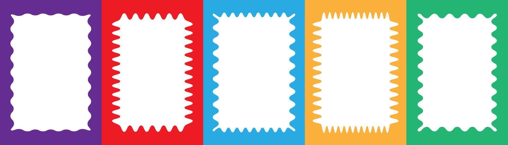 Wavy scalloped rectangular border set vector