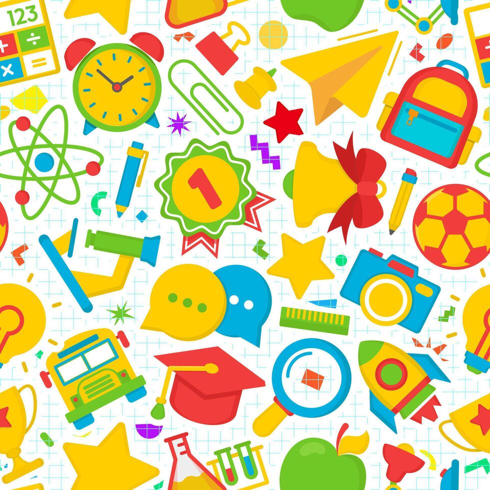 Colorful icons of school supplies vector