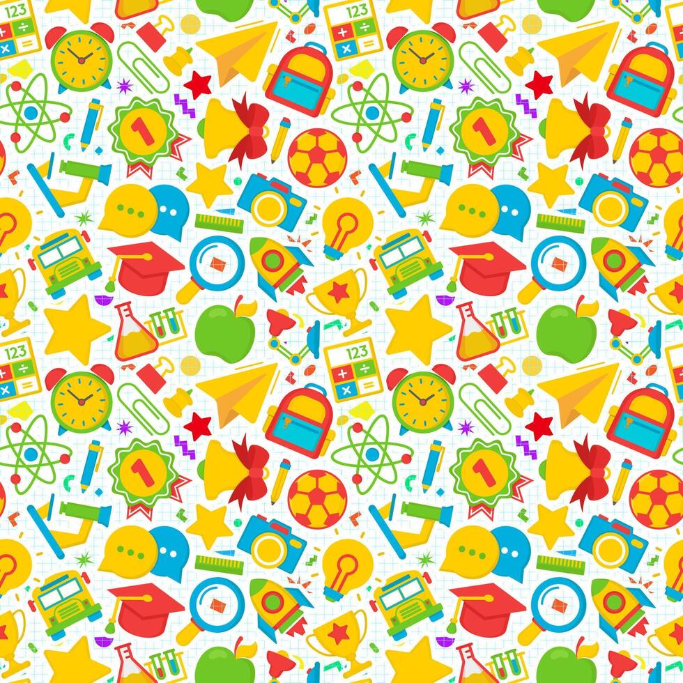 Colorful school icons pattern design vector