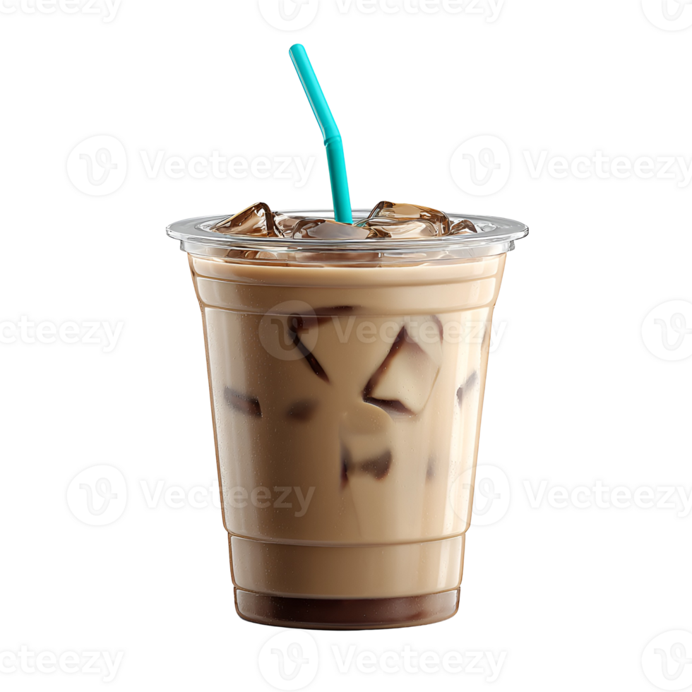 An iced coffee with a straw in it png