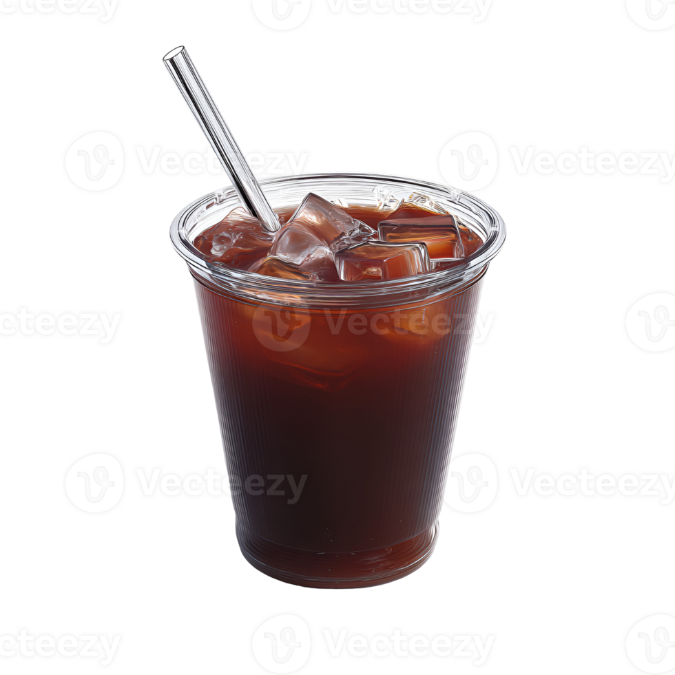 A cup of iced coffee with a straw png