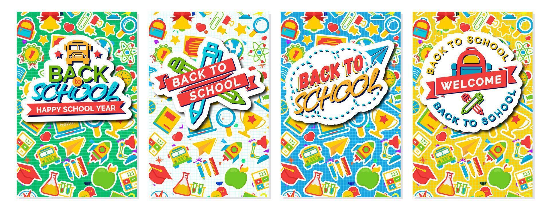 Back to school poster collection trendy typography for design vector