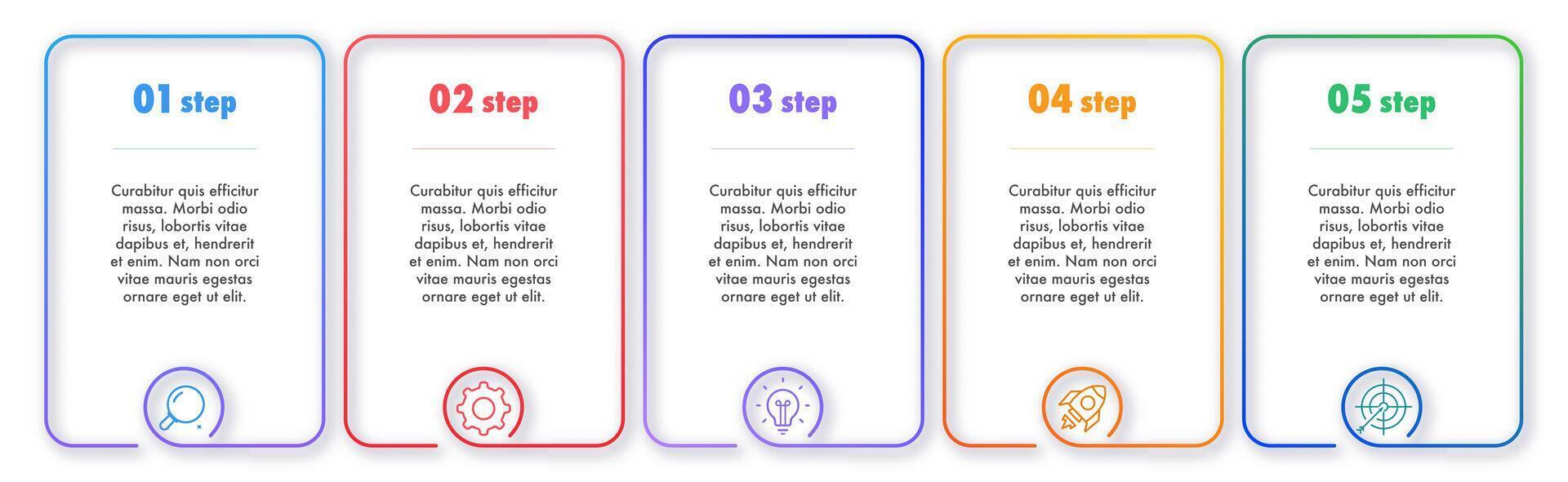 Bullet points numbers from 1 to 5 list line color style vector