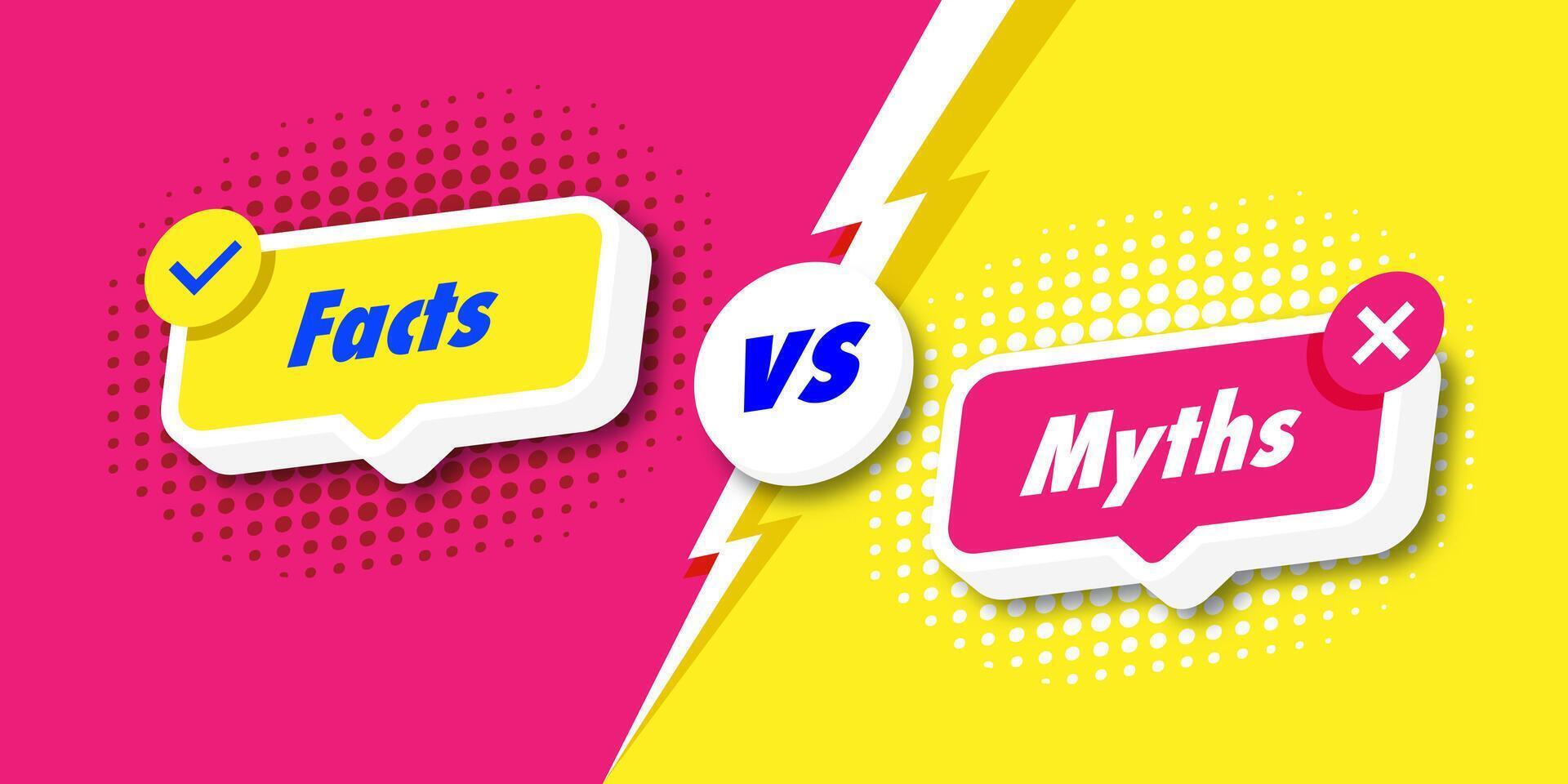 Facts vs myths card 3d style on bright background vector