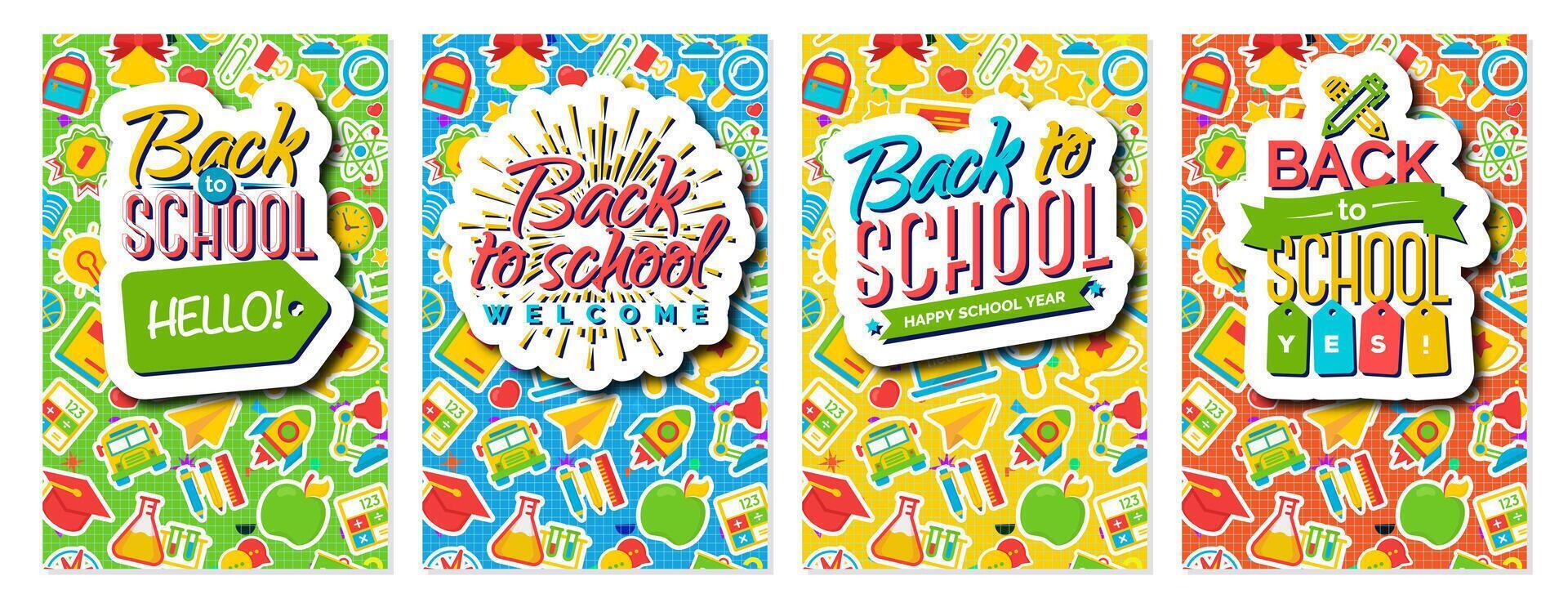 Back to school banner set trendy typography vector
