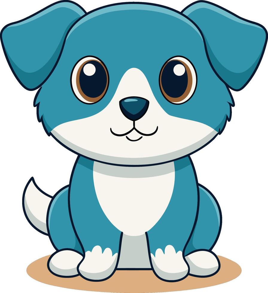Cute cartoon puppy big eyes teal and cream furry vector