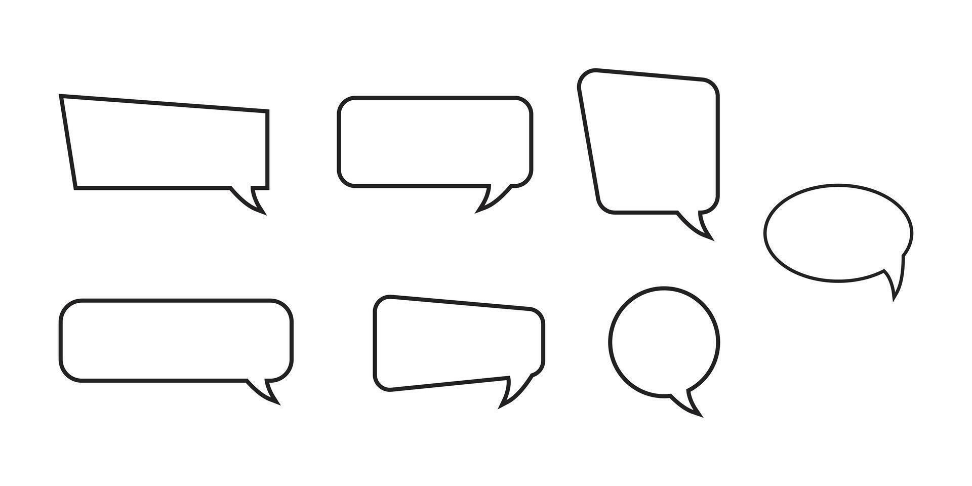 Collection of diverse outline speech bubbles in various shapes and sizes on a white background vector