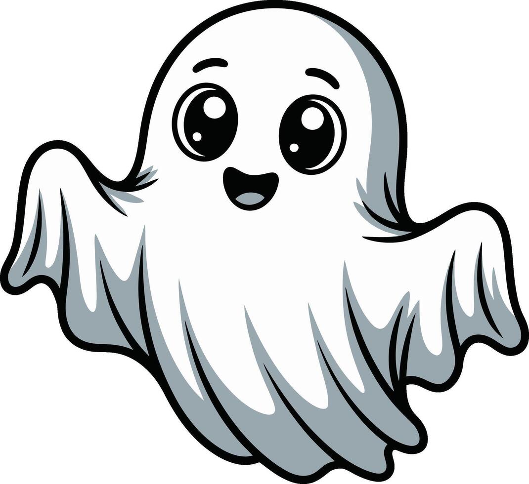 A cartoon ghost with big eyes and a smile vector