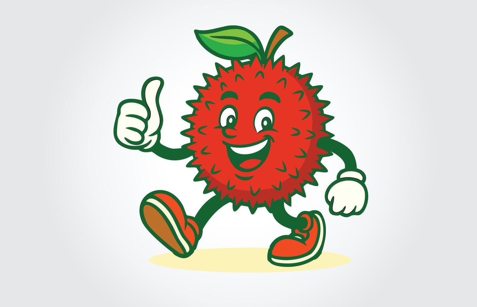 Rambutan Mascot Cartoon Character Logo Template vector