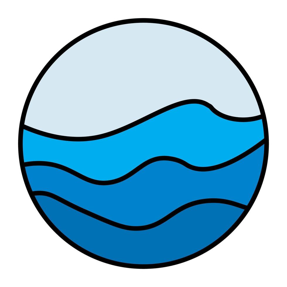 blue wavy circles icon flat illustration vector