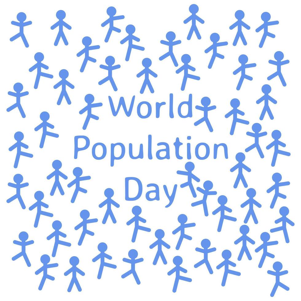 world population day text illustration with crowd people vector