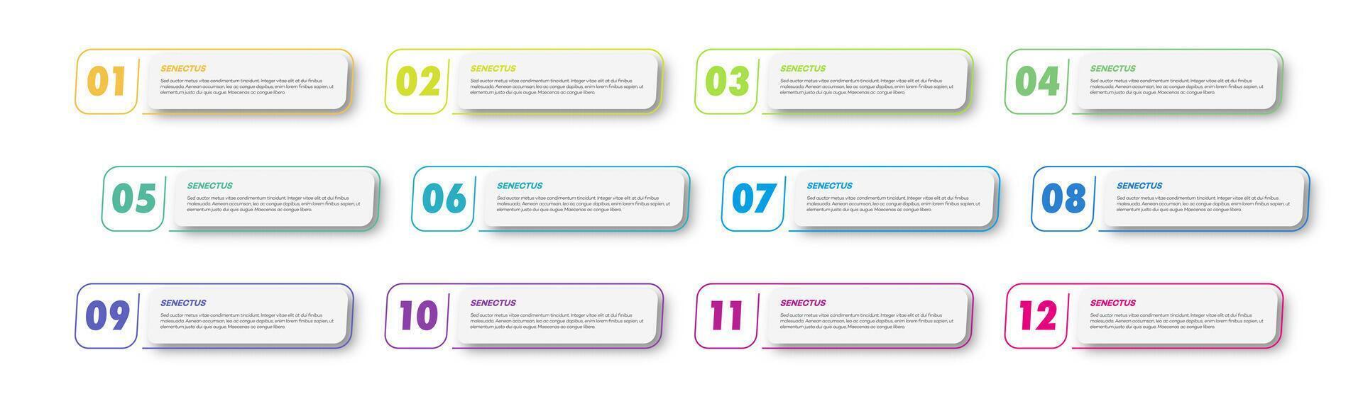 Bullet points numbers from 1 to 12 list for design vector
