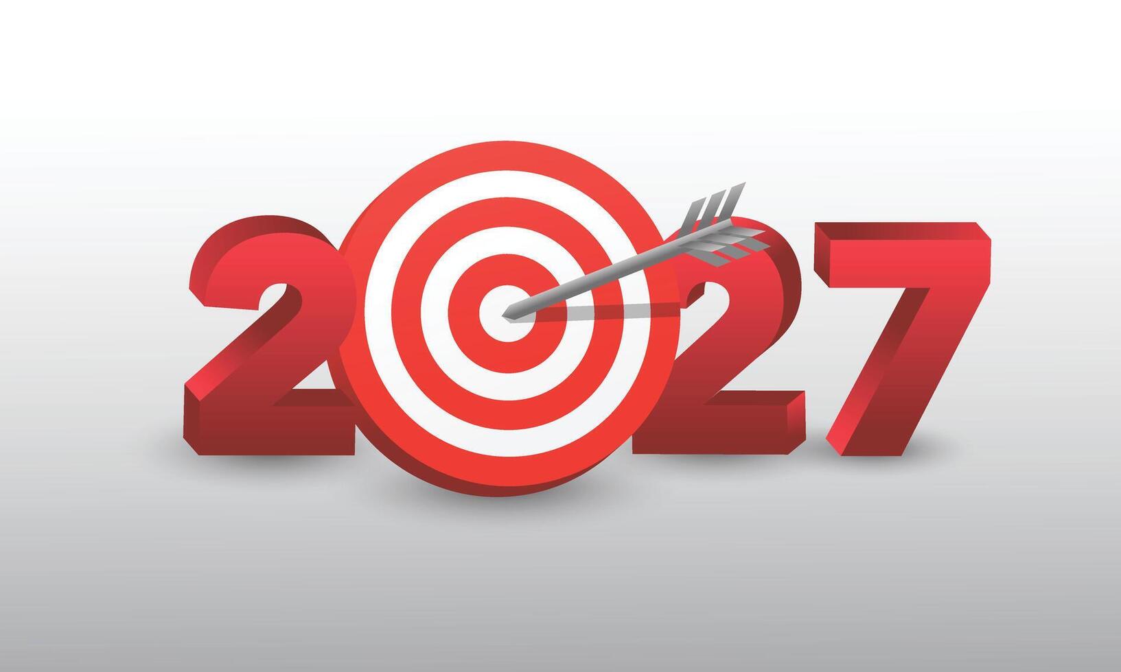 2027 year with dartboard for setup business goal objective target of start new year concept by 3d render. vector