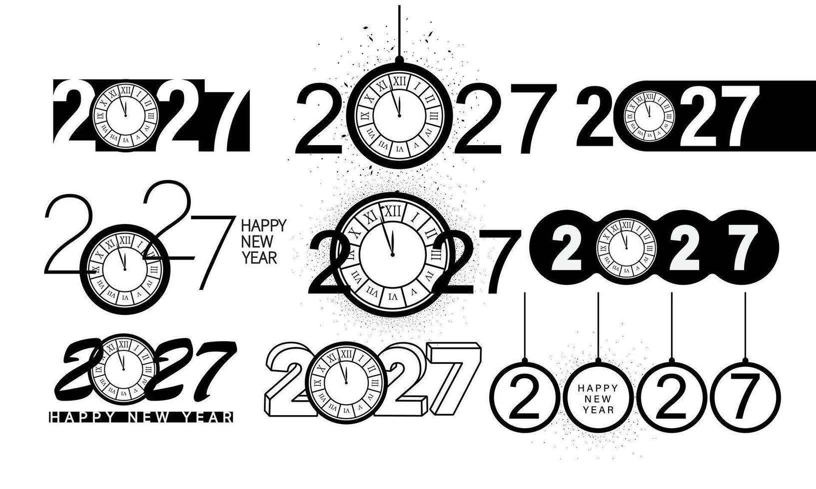 2027 black numbers design template. vector