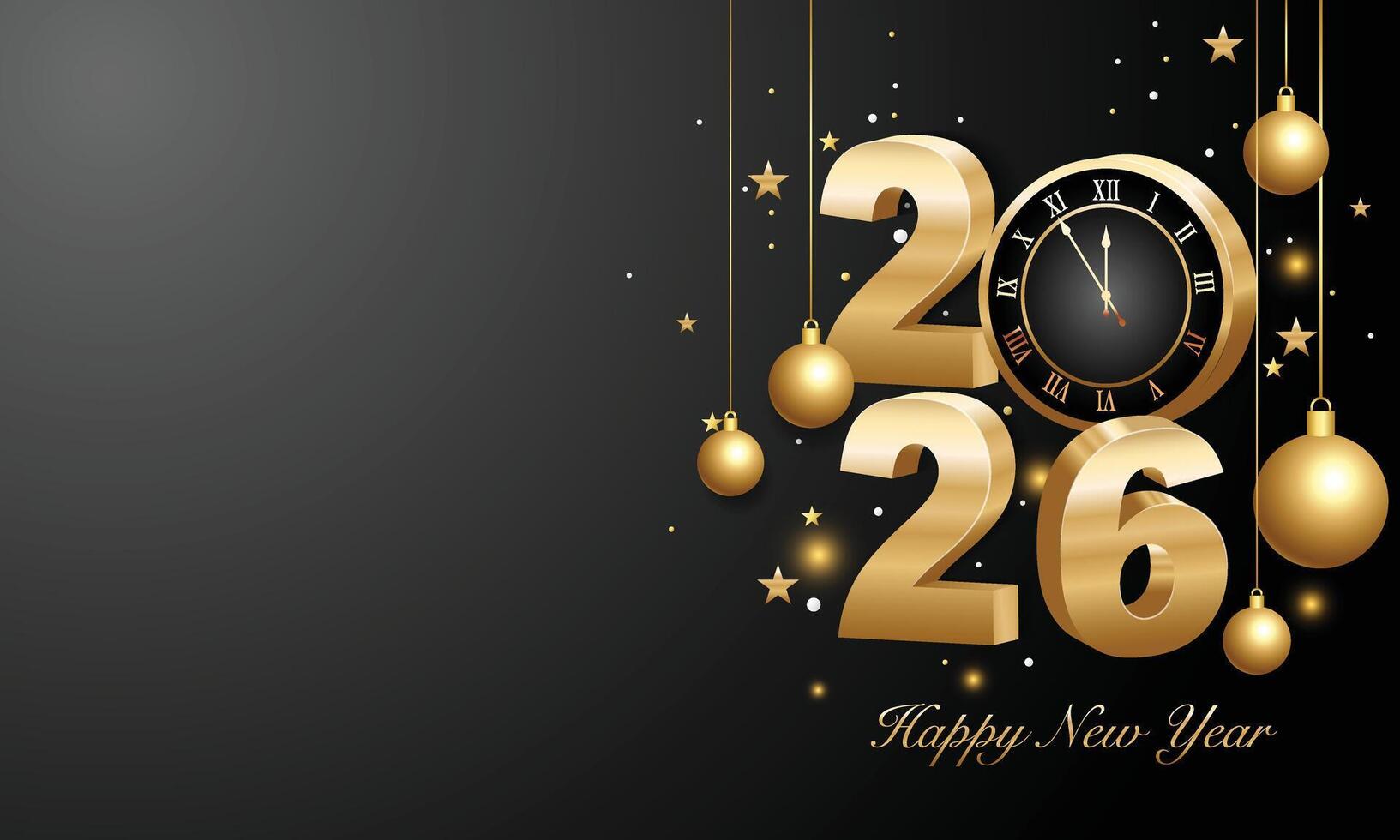 happy new year 2026 golden isolated bold letters 3d-illustration vector
