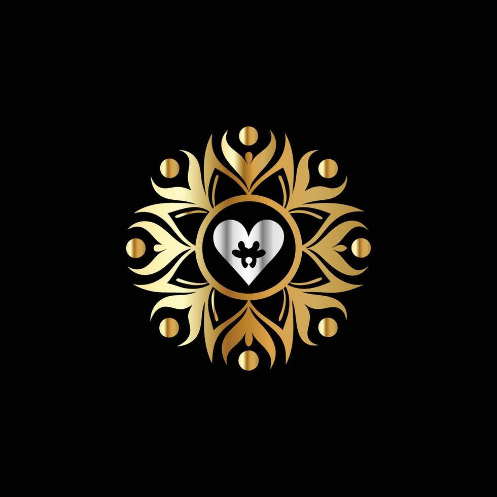 a golden heart with a black background vector