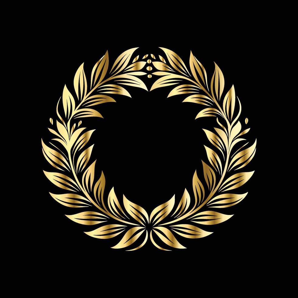 golden wreath on black background vector