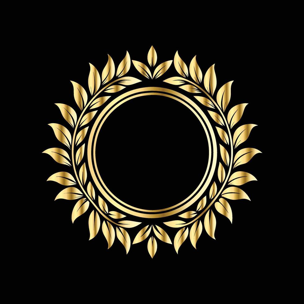 Golden leaf wreath design vector