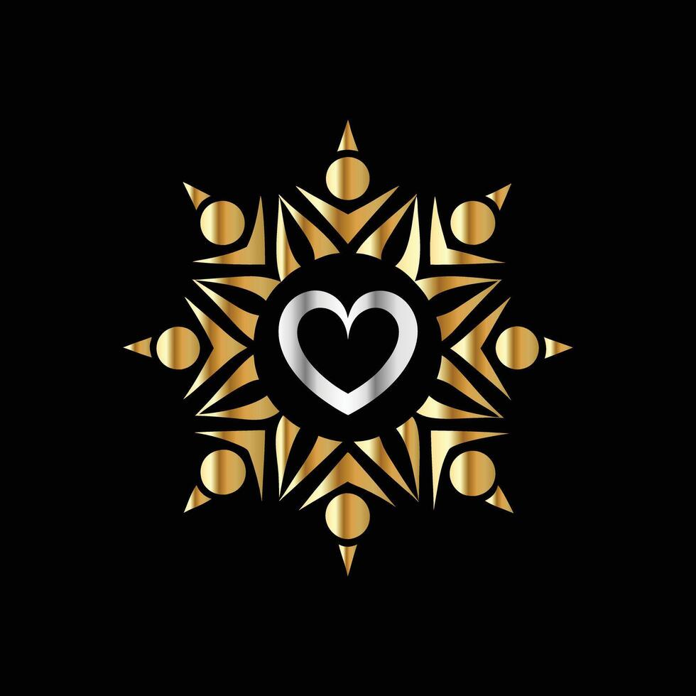 golden heart in the shape of a star on a black background vector